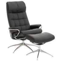 RELAXSESSELSET in Leder Schwarz  - Alufarben/Schwarz, Design, Leder/Metall (80/116/71cm) - Stressless