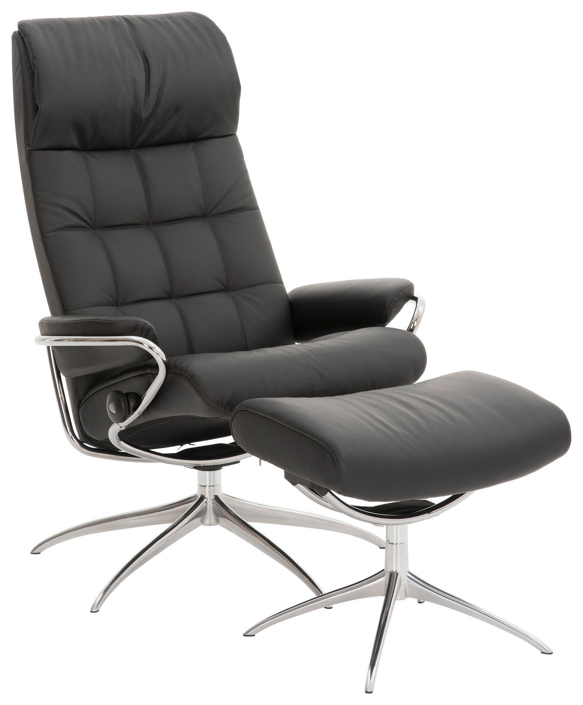 RELAXSESSELSET in Leder Schwarz  - Alufarben/Schwarz, Design, Leder/Metall (80/116/71cm) - Stressless