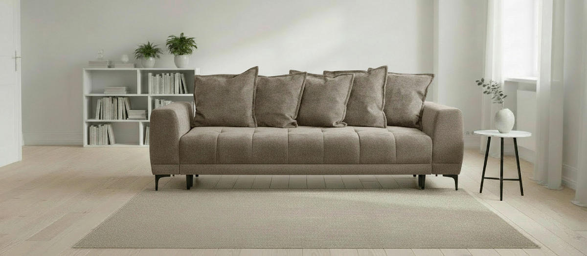 SCHLAFSOFA WERONIKA Struktur Schlammfarben  inkl.  - Schlammfarben/Schwarz, Design, Holz/Textil (247/94/90cm) - MID.YOU