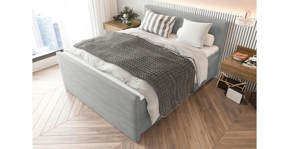 BOXSPRINGBETT 180/200 cm  in Hellgrau  - Hellgrau/Schwarz, KONVENTIONELL, Textil/Metall (180/200cm) - Carryhome