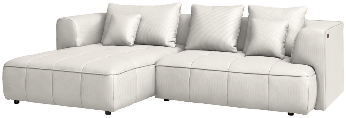 ECKSOFA Feincord Creme  - Creme/Schwarz, Design, Kunststoff/Textil (188/288cm) - Welnova