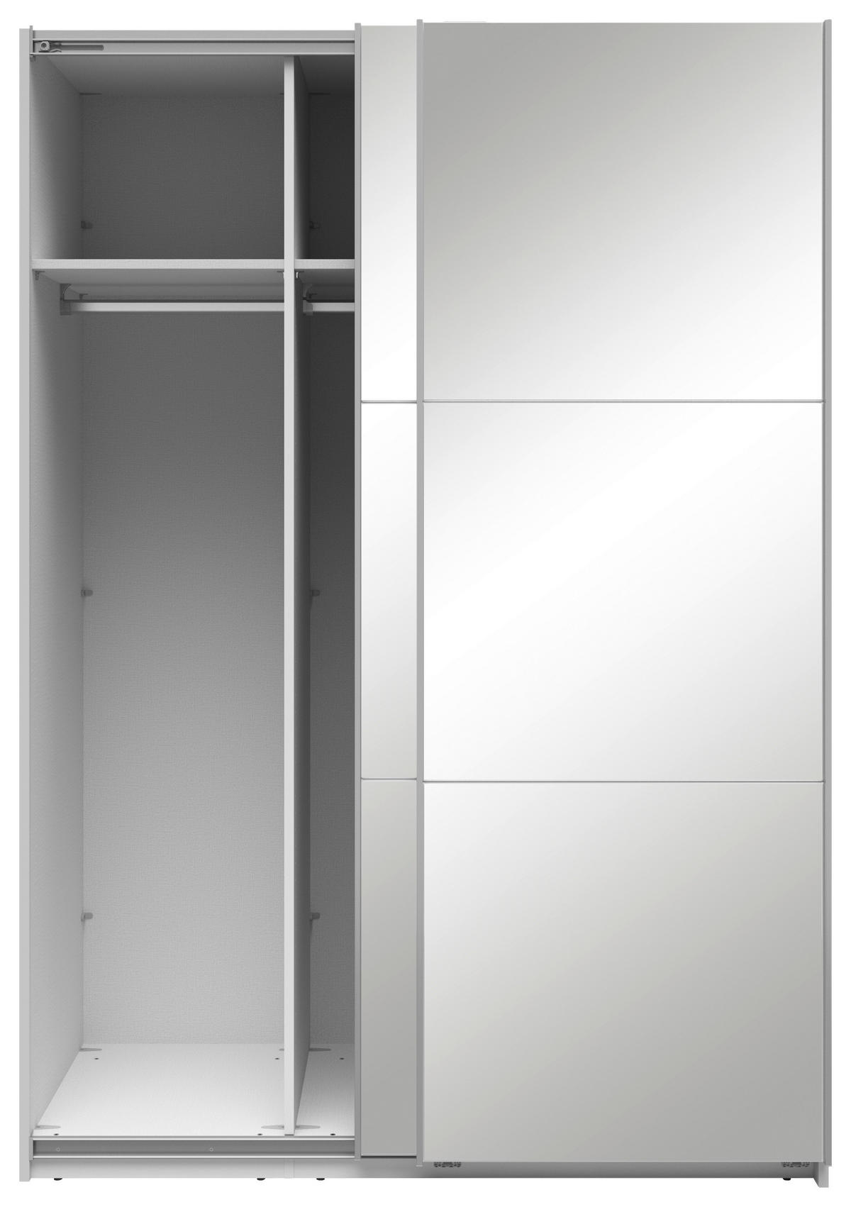 SCHWEBETÜRENSCHRANK 150/216/64 cm 2-türig Weiß  - Silberfarben/Weiß, Basics, Glas/Holzwerkstoff (150/216/64cm) - Boxxx