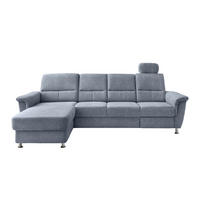 ECKSOFA Hellblau Chenille  - Chromfarben/Hellblau, KONVENTIONELL, Textil/Metall (165/292cm) - Livetastic