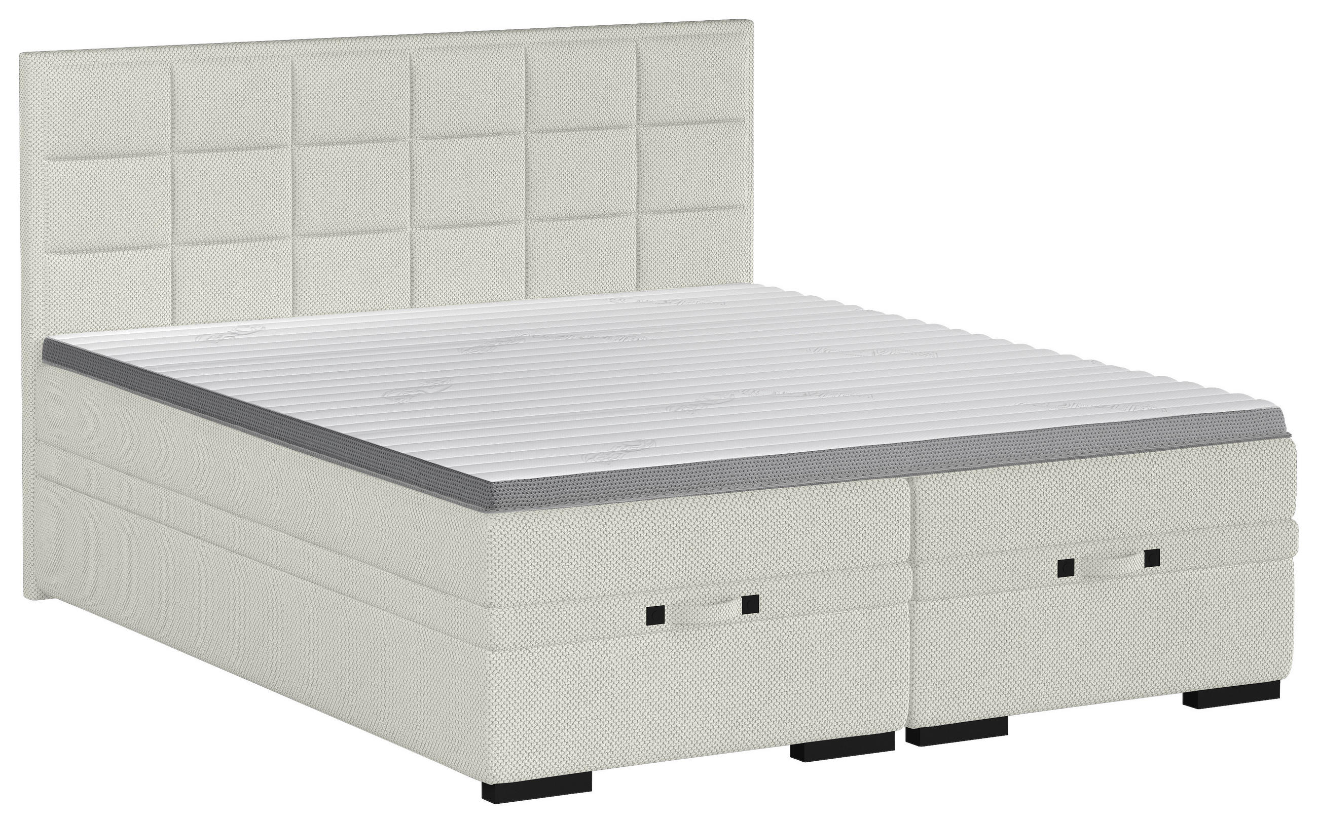 BOXSPRINGBETT 180/200 cm  in Creme  - Creme/Schwarz, KONVENTIONELL, Kunststoff/Textil (180/200cm) - home24