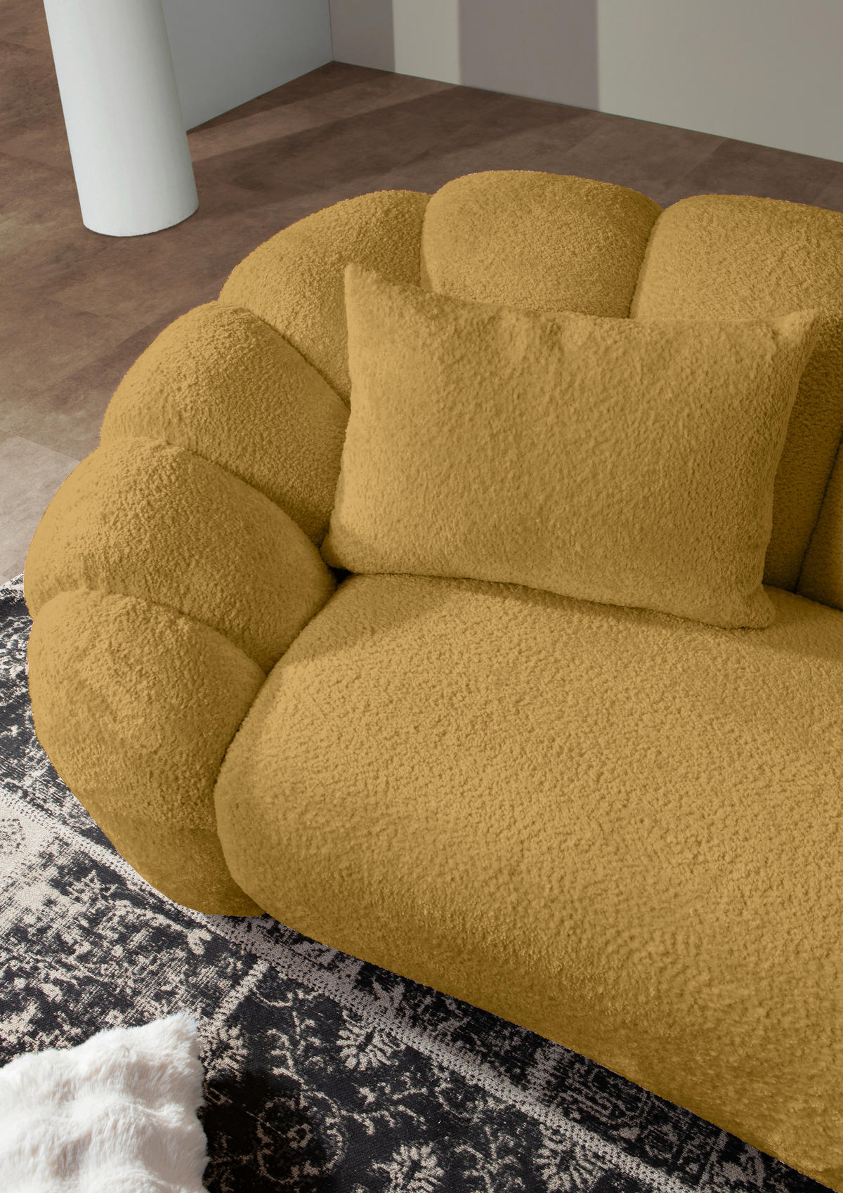 BIGSOFA in Chenille Gelb  - Gelb/Schwarz, KONVENTIONELL, Kunststoff/Textil (248/78/112cm) - Carryhome