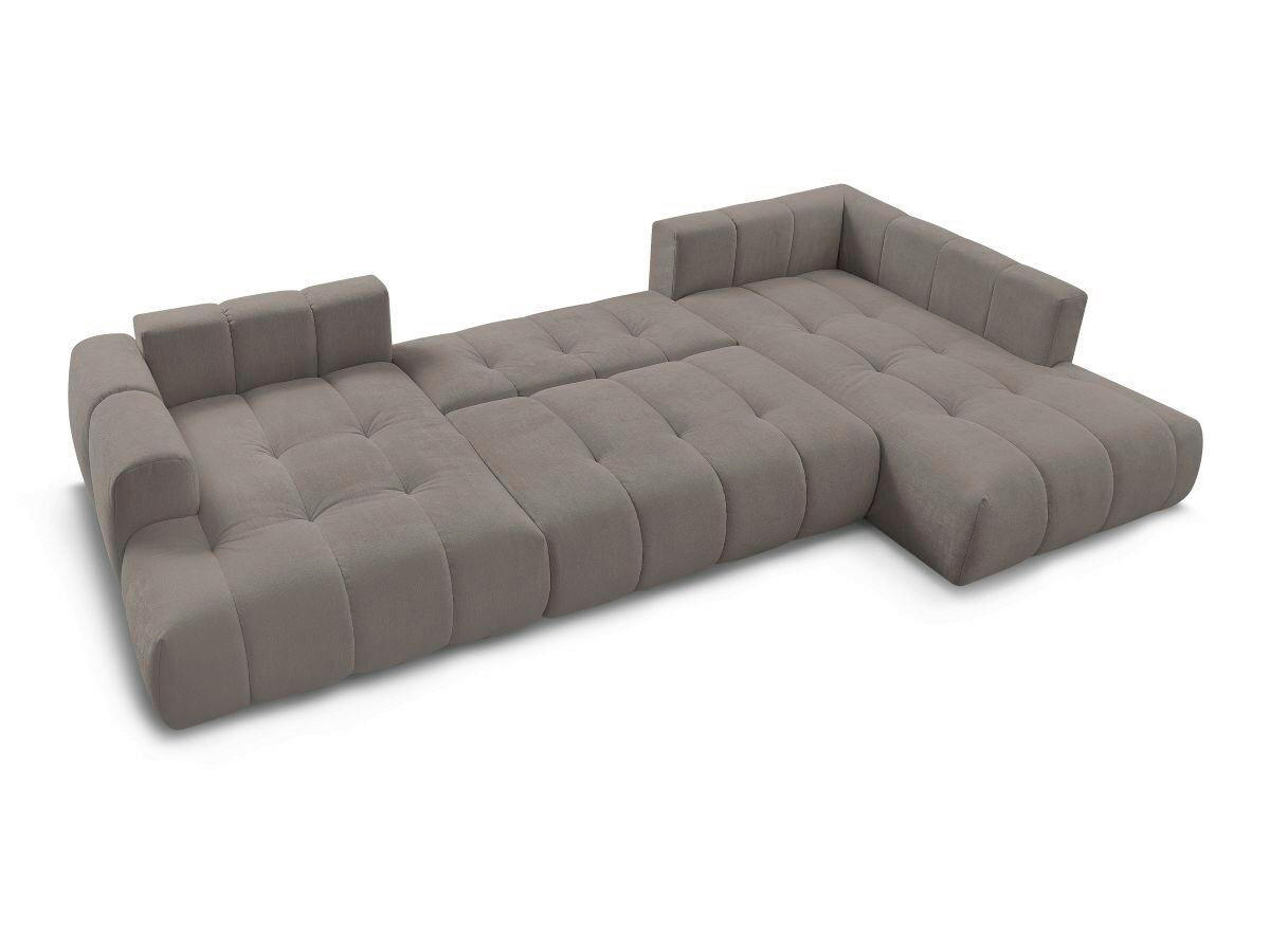 WOHNLANDSCHAFT  FUJI  Taupe Leinenoptik  - Taupe/Schwarz, MODERN, Kunststoff/Textil (160/377/204cm)