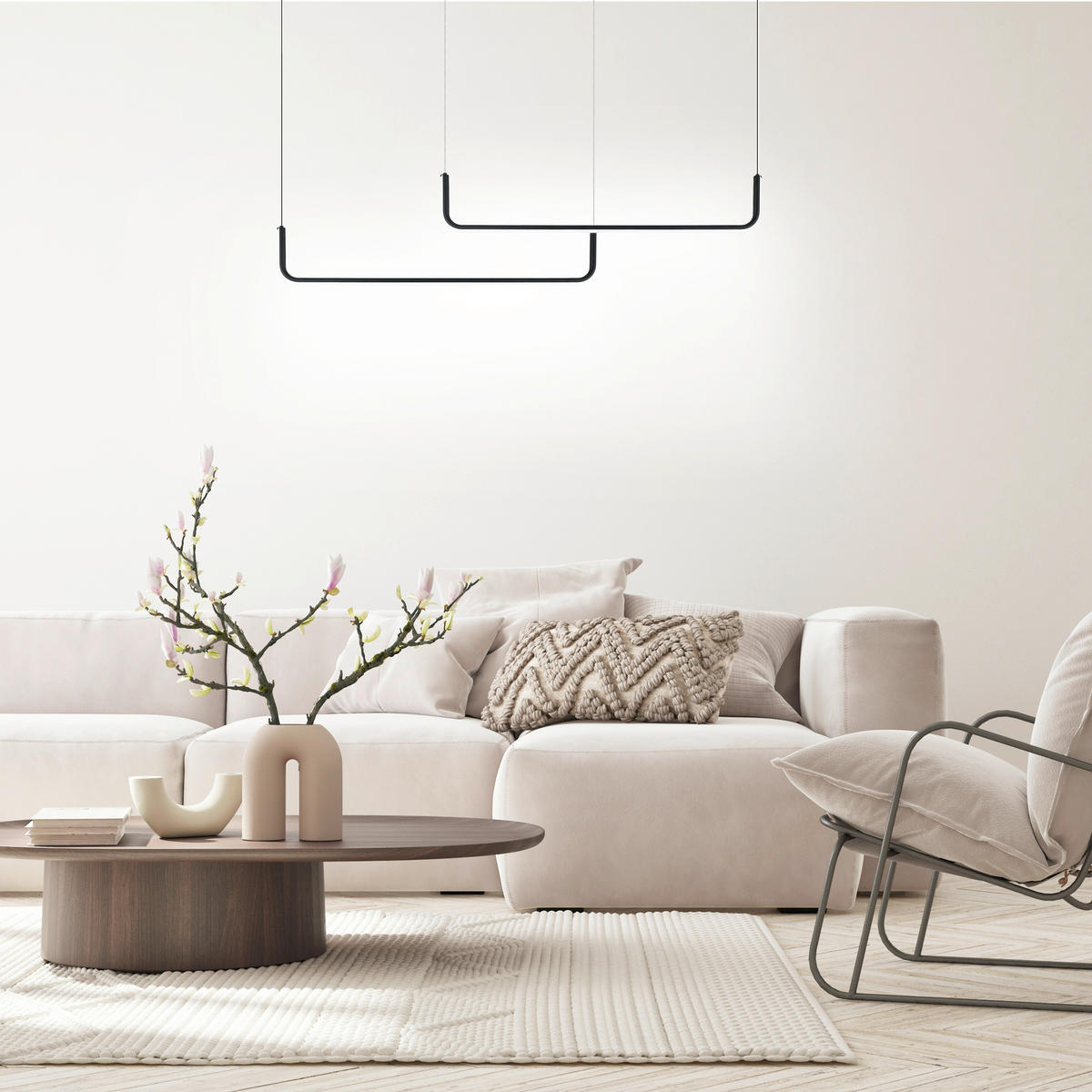 HÄNGELEUCHTE 120/42/180 cm  - Schwarz, Design, Metall (120/42/180cm)