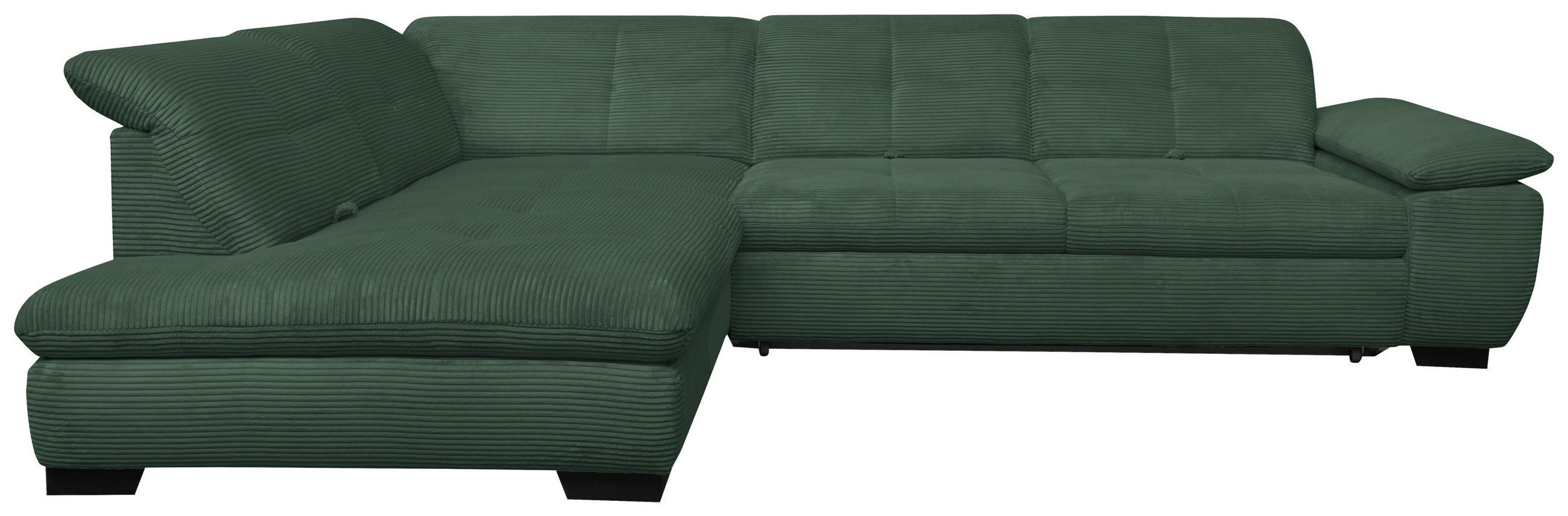 ECKSOFA in Cord Grün  - Schwarz/Grün, Design, Textil/Metall (242/313cm) - Xora