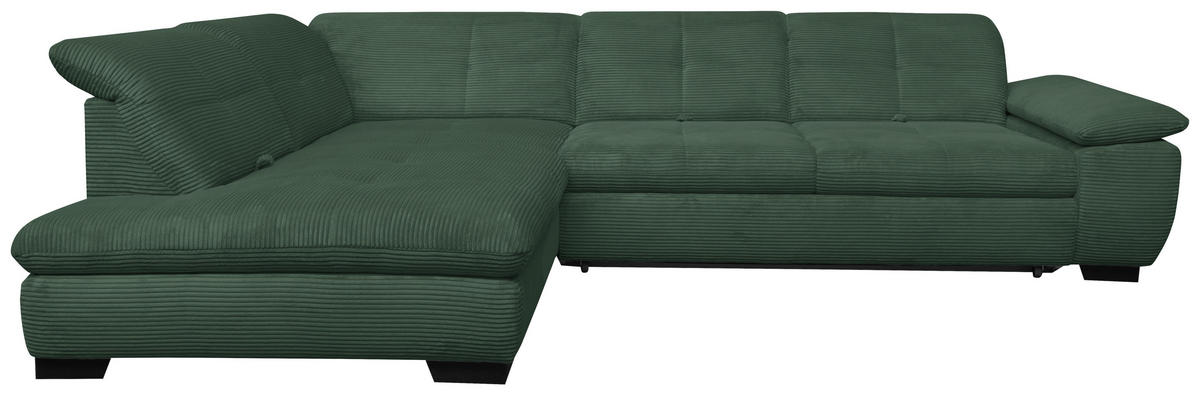ECKSOFA in Cord Grün  - Schwarz/Grün, Design, Textil/Metall (242/313cm) - Xora