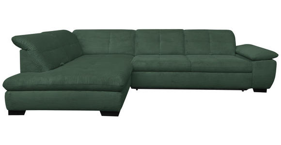 ECKSOFA in Cord Grün  - Schwarz/Grün, Design, Textil/Metall (242/313cm) - Xora