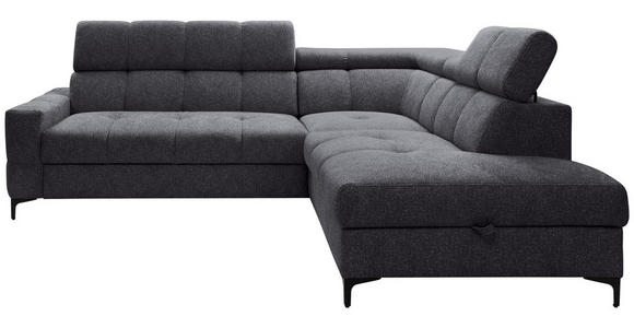 ECKSOFA in Struktur Dunkelgrau  - Dunkelgrau/Schwarz, MODERN, Textil/Metall (254/212cm) - Carryhome