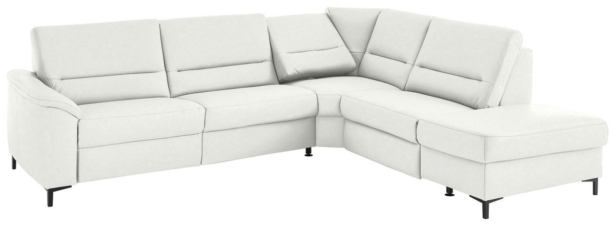 ECKSOFA  in Echtleder Weiß  290/249 cm  - Schwarz/Weiß, KONVENTIONELL, Leder/Metall (290/249cm) - Beldomo Premium