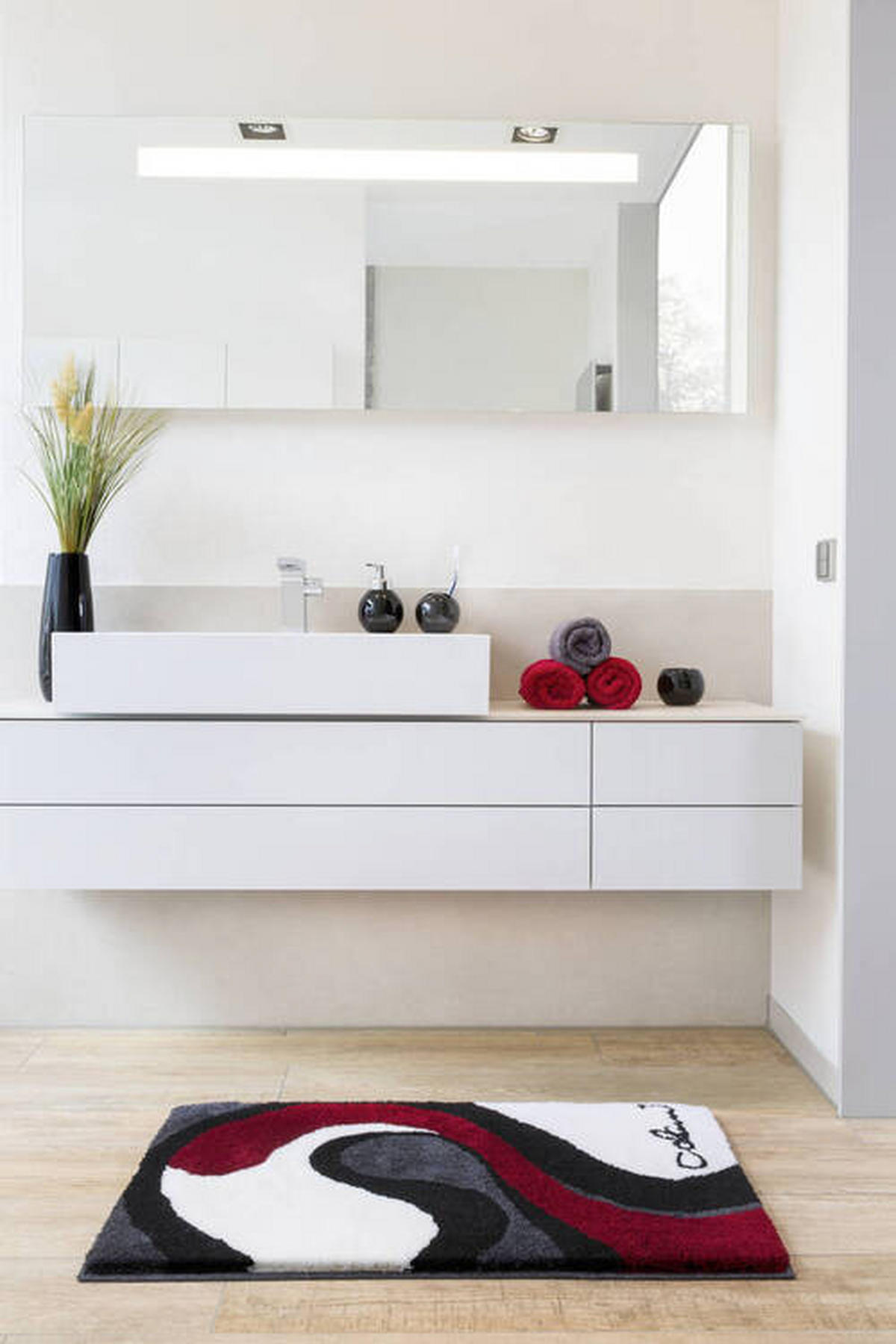 KOBEREC DO KOUPELNY, 70/120 cm - šedá/bílá, Basics, textil/plast (70/120cm) - Grund