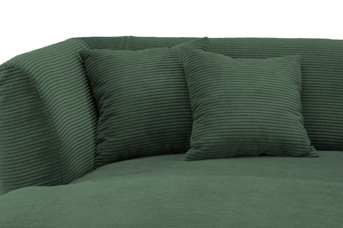 ECKSOFA in Cord Dunkelgrün  - Dunkelgrün/Schwarz, Modern, Holz/Textil (160/264cm) - MID.YOU