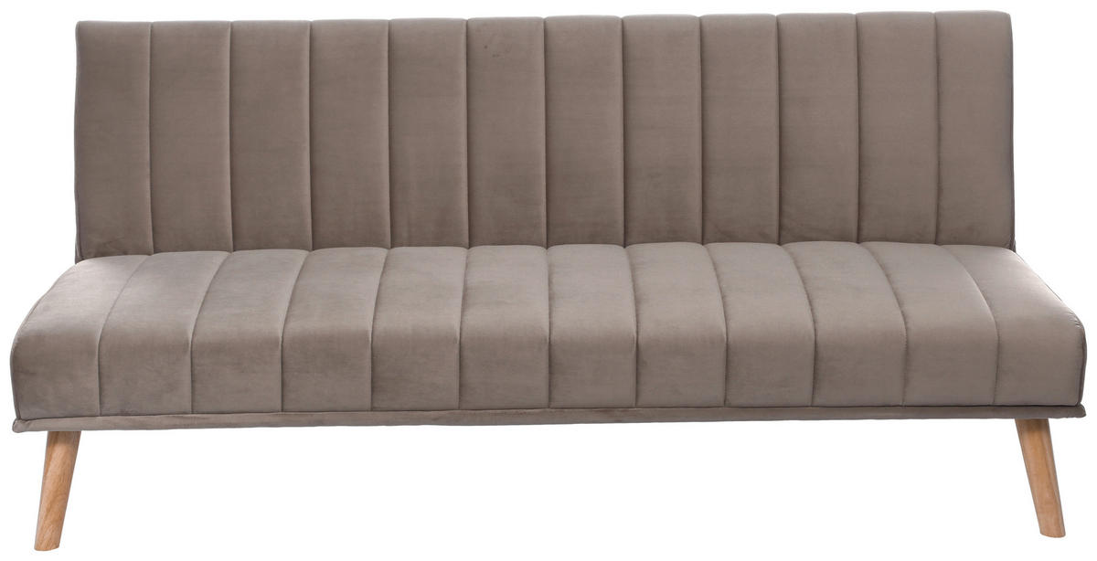 SCHLAFSOFA Samt Grau  - Naturfarben/Grau, Design, Holz/Textil (180/81/86cm) - P & B