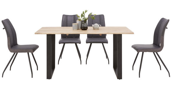 ESSTISCH in Holz, Metall 160/90/76 cm  - Schwarz/Akaziefarben, Natur, Holz/Metall (160/90/76cm) - Carryhome