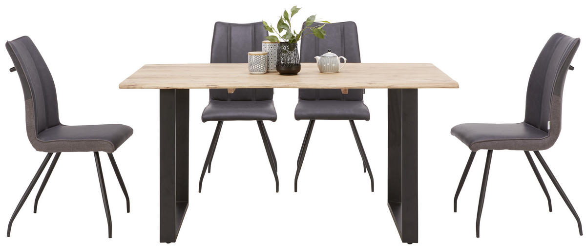 ESSTISCH in Holz, Metall 160/90/76 cm  - Schwarz/Akaziefarben, Natur, Holz/Metall (160/90/76cm) - Carryhome