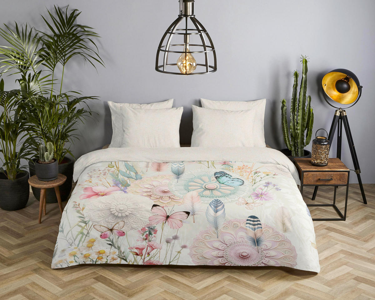 BETTWÄSCHE HIP Satin, Makosatin 140/200 cm  - Multicolor/Creme, Basics, Textil (140/200cm)