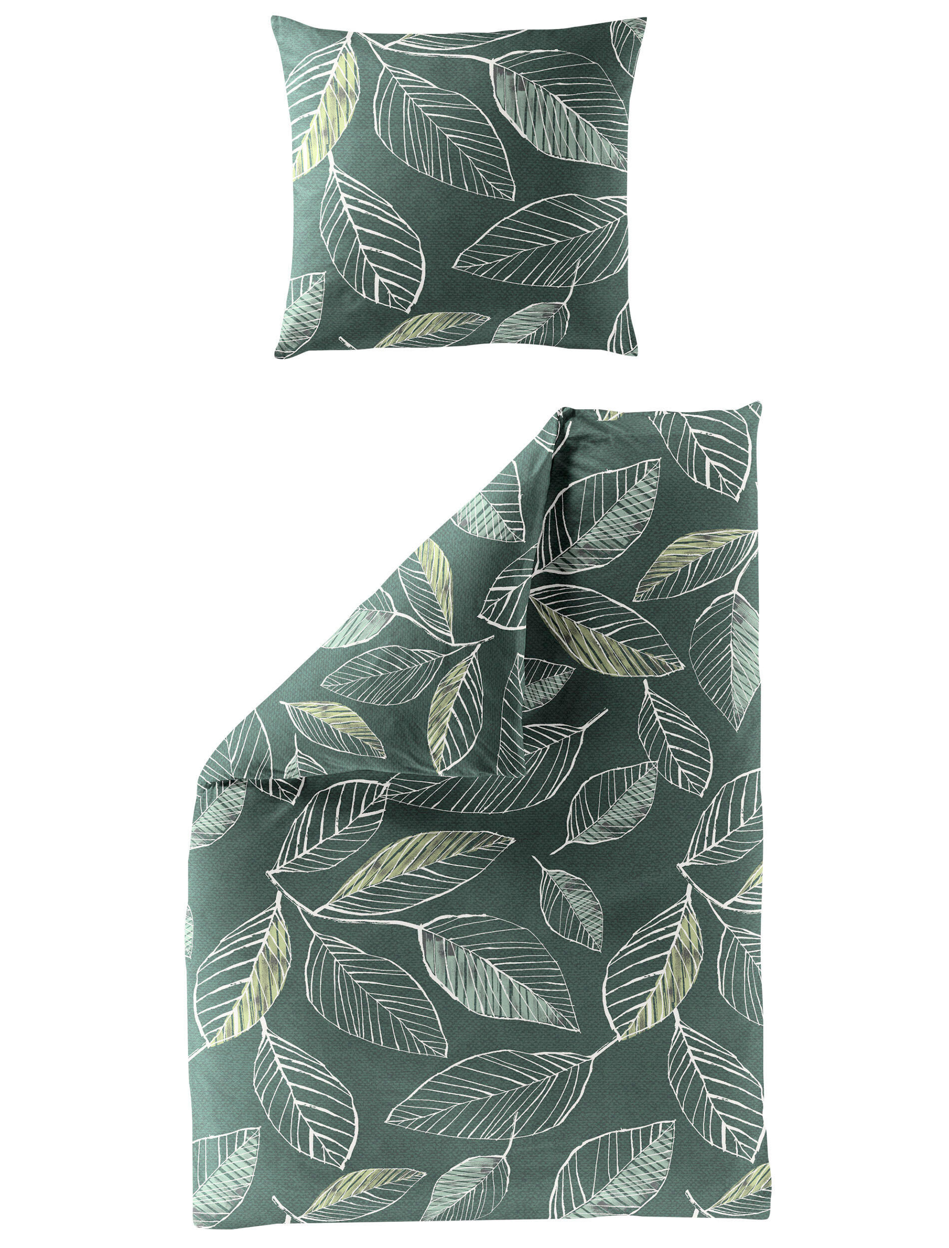 BETTWÄSCHE 2-teilig Biber 155/220 cm  - Grün, Design, Textil (155/220cm) - Bierbaum