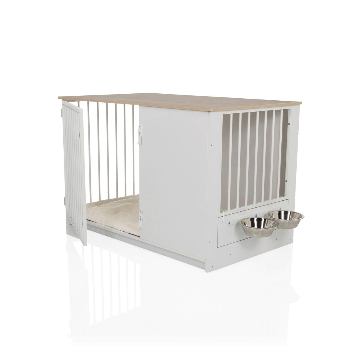 TIERHAUS - Eichefarben/Weiß, MODERN, Holzwerkstoff (60/65,5/102cm) - MID.YOU