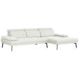 ECKSOFA Ottomane rechts, Eckteil  More_LZ Creme Webstoff  - Creme/Schwarz, Design, Textil/Metall (296/188cm) - Xora