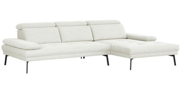 ECKSOFA Ottomane rechts, Eckteil  More_LZ Creme Webstoff  - Creme/Schwarz, Design, Textil/Metall (296/188cm) - Xora