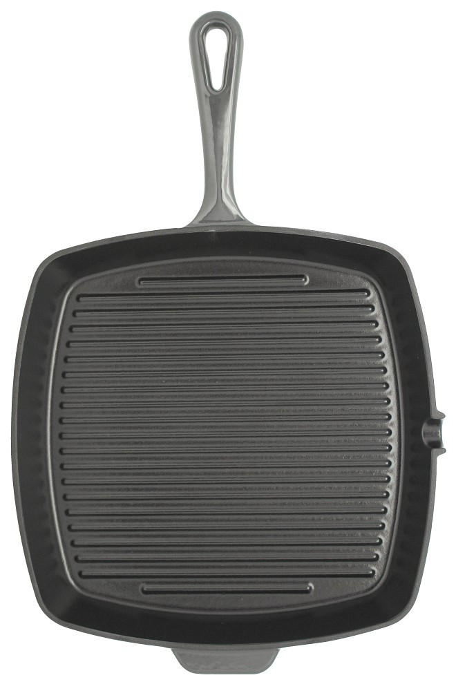 GRILLPFANNE 33928 Guss Grillpfanne Emaille  - Grau, Basics, Metall (28/28cm) - ELO