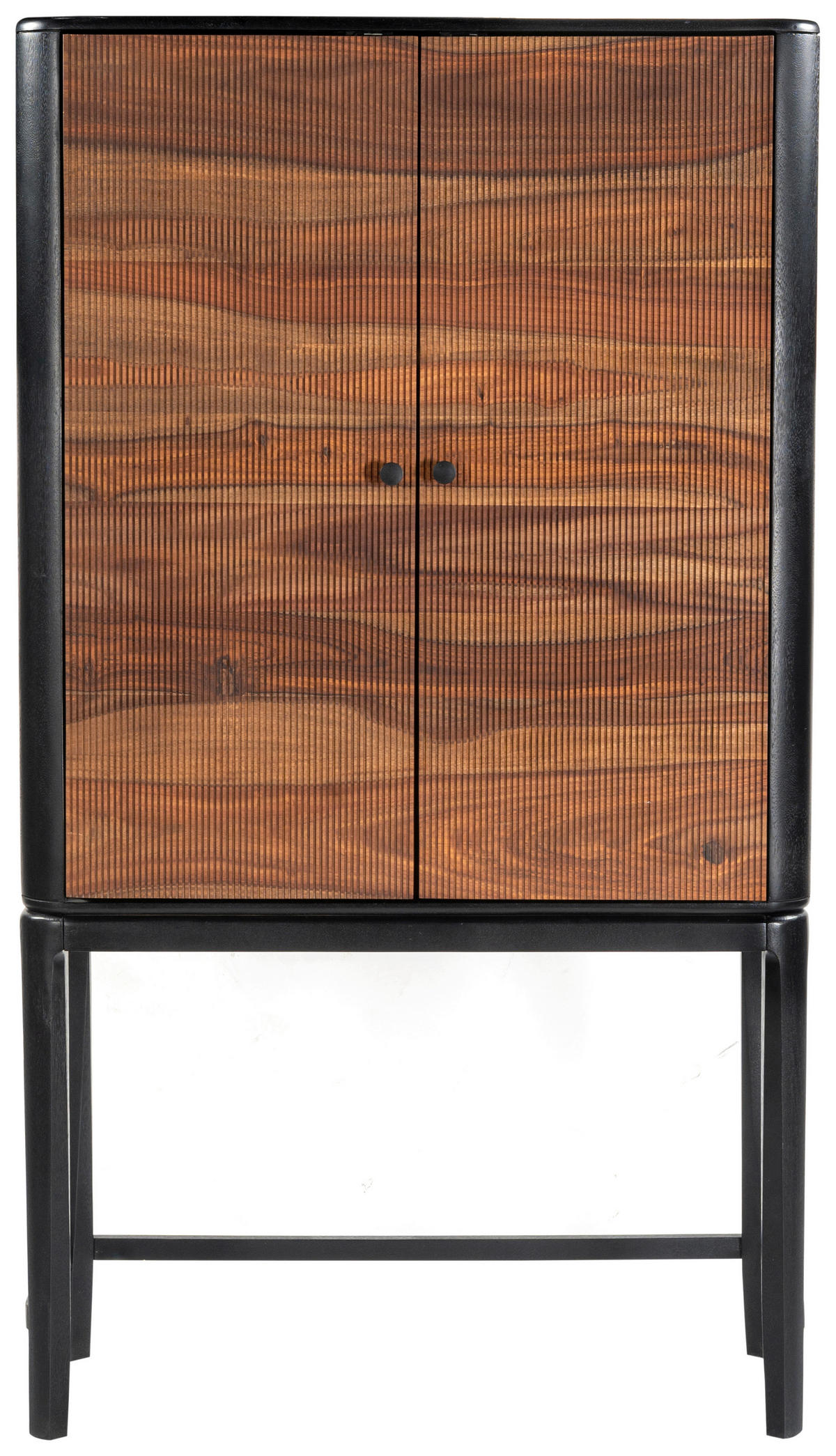 BARSCHRANK Mangoholz, Sheesham vollmassiv Schwarz, Sheeshamfarben  - Sheeshamfarben/Schwarz, Design, Holz/Metall (90/160/40cm) - Ambia Home