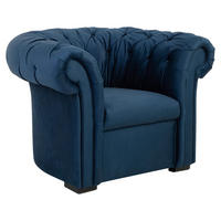CHESTERFIELD-SESSEL Velours Dunkelblau  - Schwarz/Dunkelblau, Design, Holz/Textil (114/78/91cm) - MID.YOU