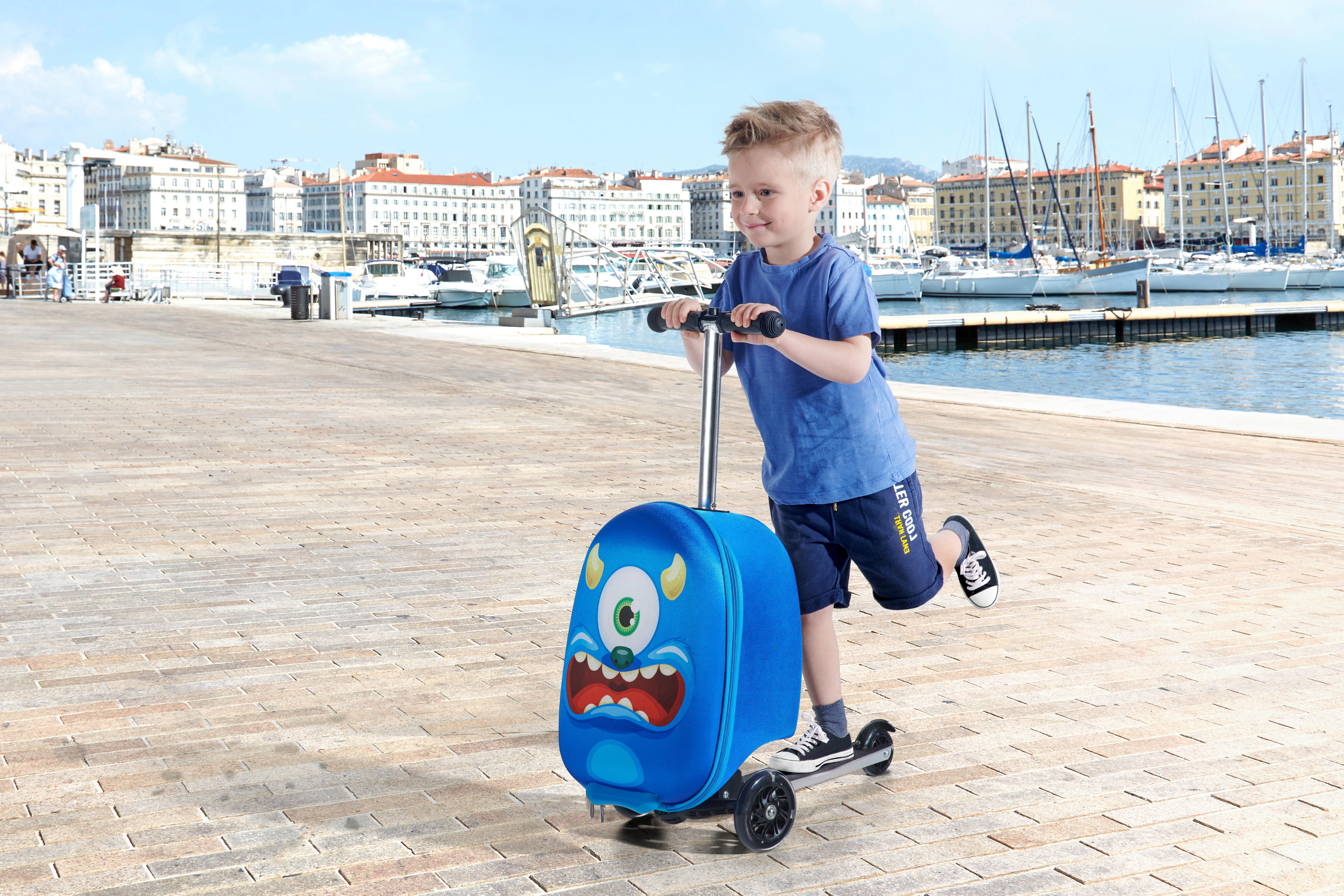 KINDERSCOOTER Monster Koffer Kids SKK2  - Blau/Multicolor, KONVENTIONELL, Kunststoff/Textil