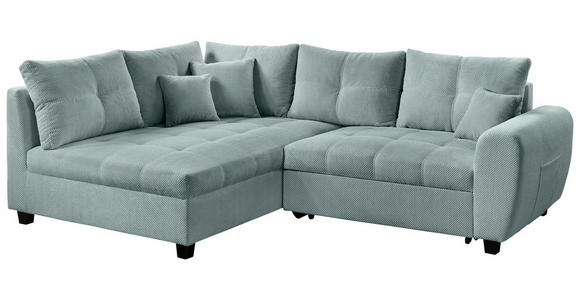 ECKSOFA Mintgrün Plüsch Zierkissen, Rückenkissen, Schlaffunktion, Rücken echt  - Schwarz/Mintgrün, KONVENTIONELL, Kunststoff/Textil (175/249cm) - Carryhome