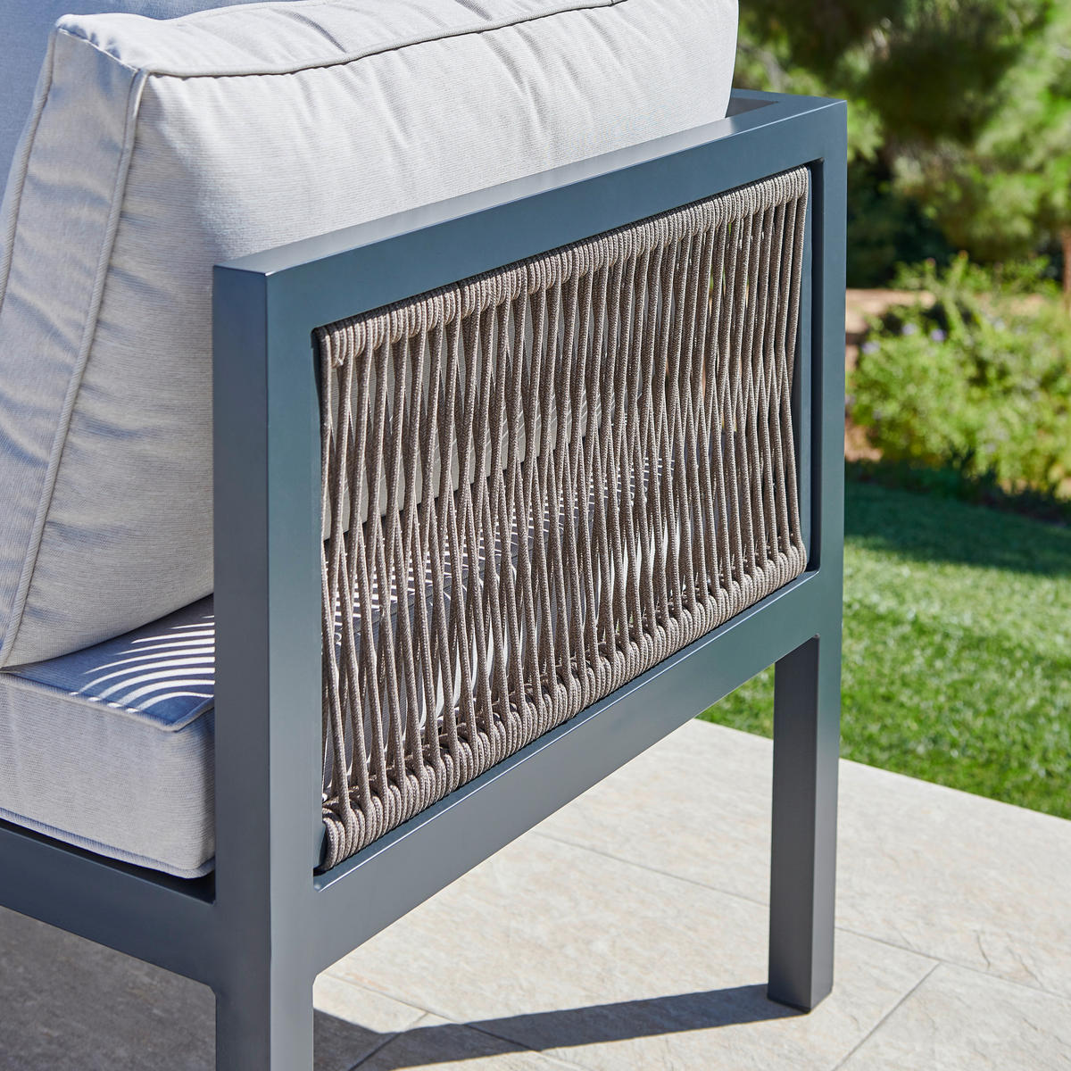 LOUNGEGARNITUR 195/242 cm Aluminium  - Beige/Anthrazit, Design, Kunststoff/Textil (195/242cm) - Amatio