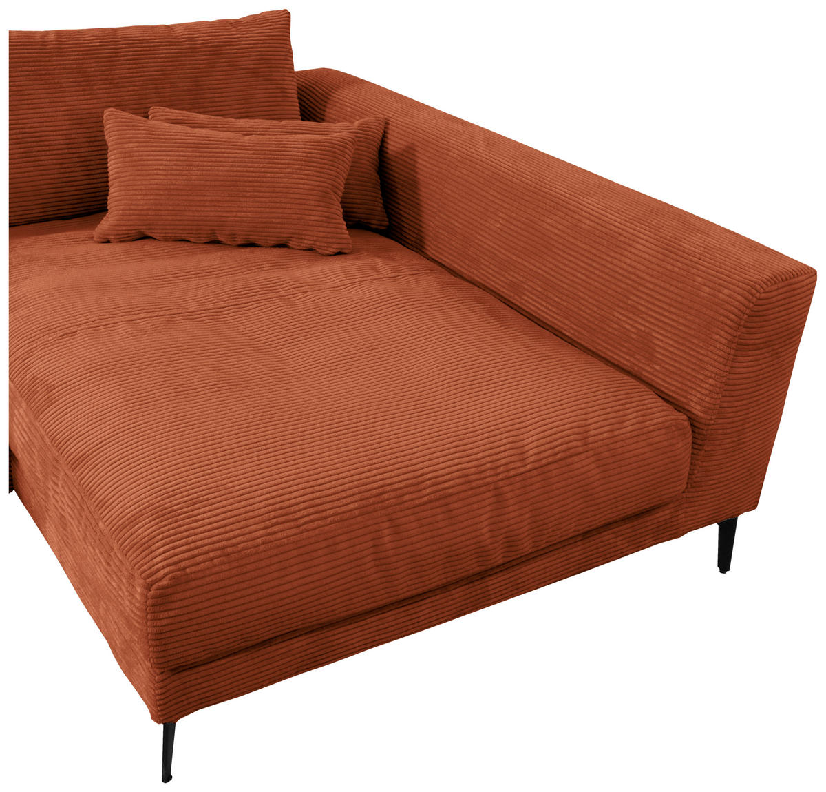 ECKSOFA in Cord Kupferfarben  - Schwarz/Kupferfarben, Design, Textil/Metall (313/172cm) - Livetastic