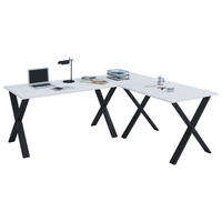 ECKSCHREIBTISCH 160/130/76 cm  in Schwarz, Weiß  - Schwarz/Weiß, MODERN, Holzwerkstoff/Metall (160/130/76cm) - MID.YOU