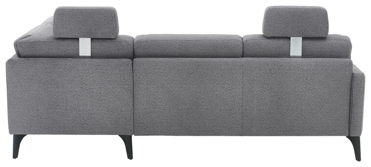 ECKSOFA Mikrofaser Grau  - Schwarz/Grau, Design, Textil/Metall (255/218cm) - Elegando