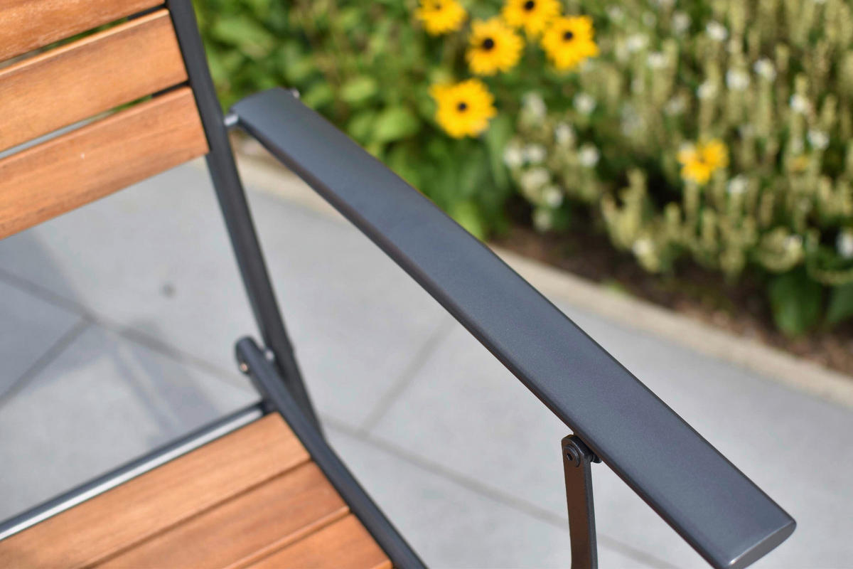 GARTENTISCHGRUPPE  - Graphitfarben/Naturfarben, KONVENTIONELL, Holz/Textil - Gardenson