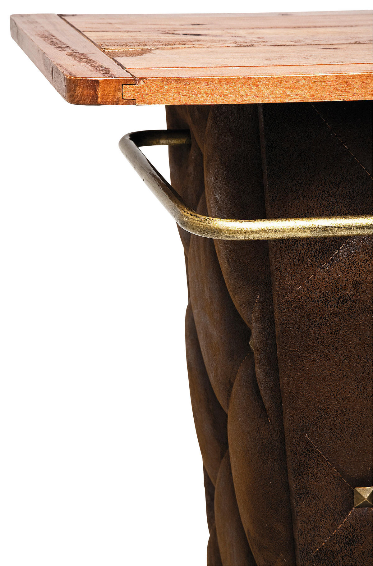 BAR in Braun, Eichefarben, Goldfarben  - Eichefarben/Goldfarben, Design, Holzwerkstoff/Textil (120/104/48cm)