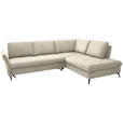 ECKSOFA in Struktur Creme  - Creme/Schwarz, Natur, Textil/Metall (288/233cm) - Valnatura