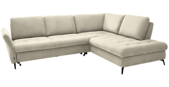 ECKSOFA in Struktur Creme  - Creme/Schwarz, Natur, Textil/Metall (288/233cm) - Valnatura