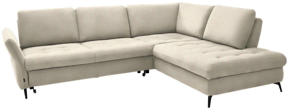 ECKSOFA in Struktur Creme  - Creme/Schwarz, Natur, Textil/Metall (288/233cm) - Valnatura