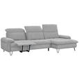 ECKSOFA in Chenille Hellgrau  - Hellgrau/Schwarz, LIFESTYLE, Textil/Metall (310/180cm) - Valnatura