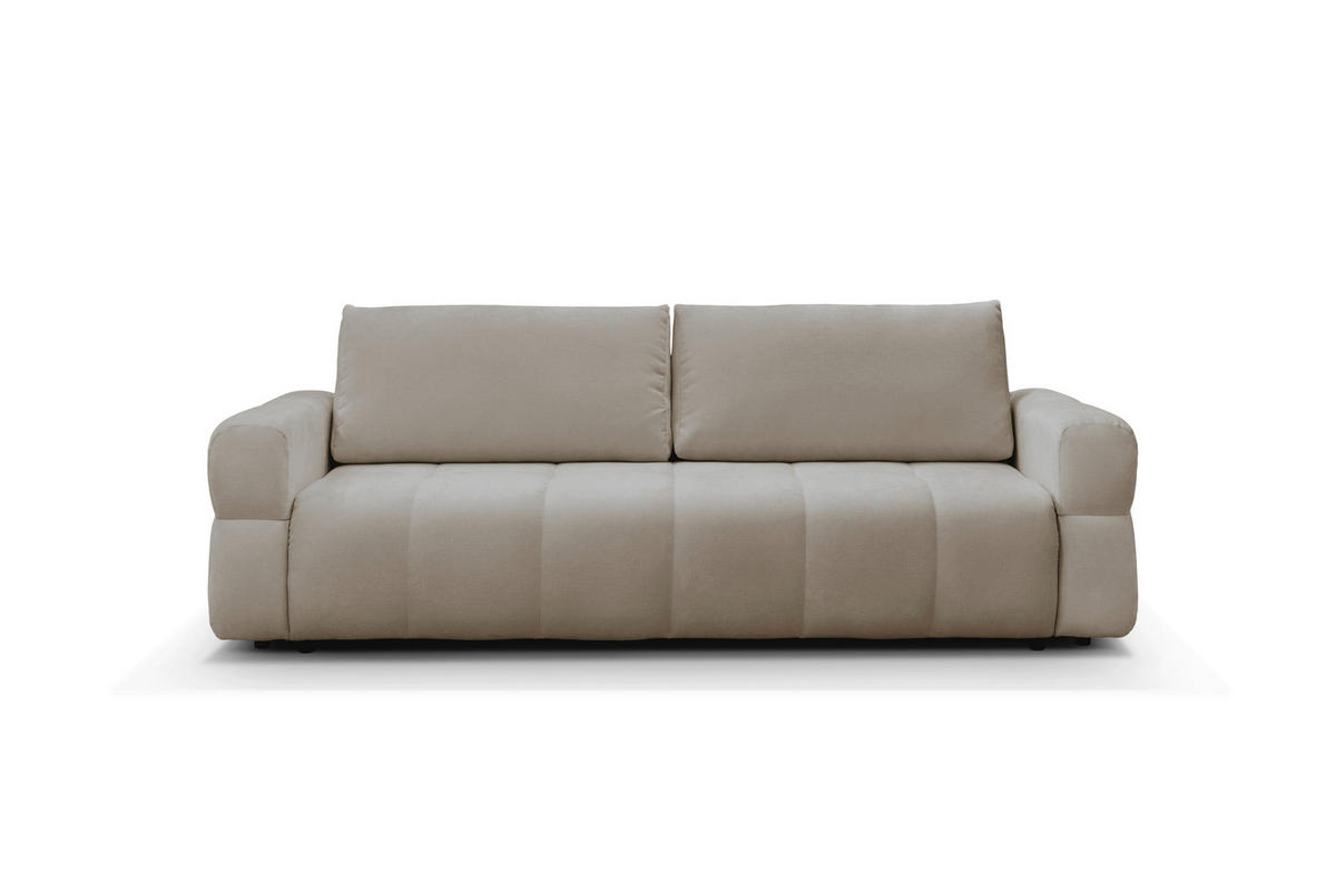 SCHLAFSOFA LOTTA  mit Chenille Beige  - Beige/Schwarz, Design, Textil (248/90/105cm) - MID.YOU