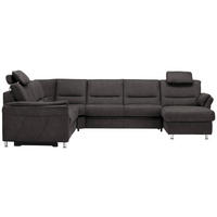 WOHNLANDSCHAFT  in Mikrofaser Grau  - Beige/Alufarben, KONVENTIONELL, Textil/Metall (262/330/173cm) - Beldomo System