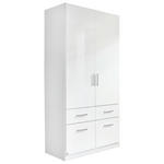 DREHTÜRENSCHRANK  in Weiß, Weiß Hochglanz  - Weiß Hochglanz/Alufarben, Design, Holzwerkstoff/Kunststoff (91/197/54cm) - Carryhome