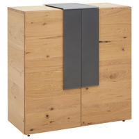 SCHUHSCHRANK Wildeiche furniert, mehrschichtige Massivholzplatte (Tischlerplatte) Anthrazit, Eichefarben  - Eichefarben/Anthrazit, Natur, Holz/Metall (96,2/99,2/43,5cm) - Voglauer