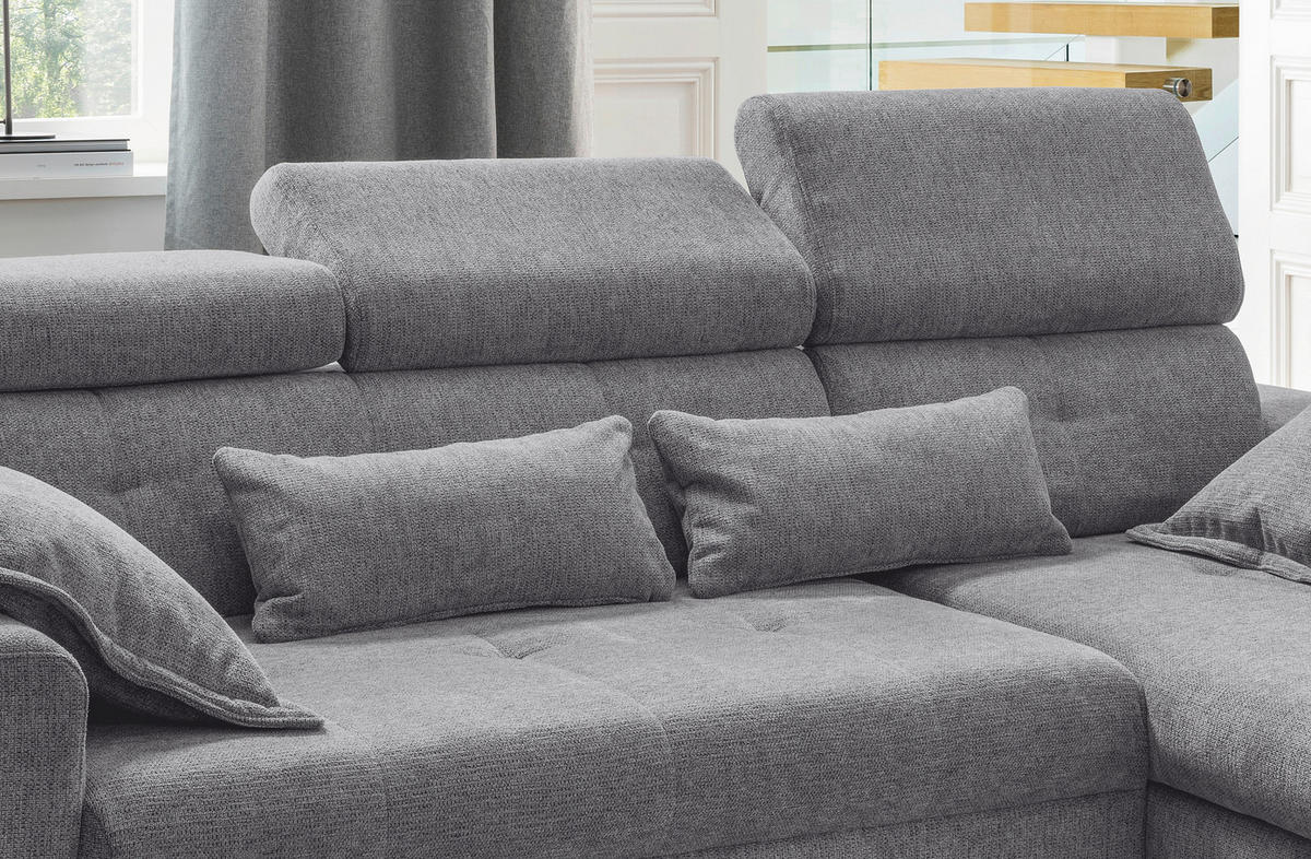 ECKSOFA Chenille Dunkelgrau  - Dunkelgrau/Schwarz, Basics, Textil/Metall (270/186cm) - Livetastic