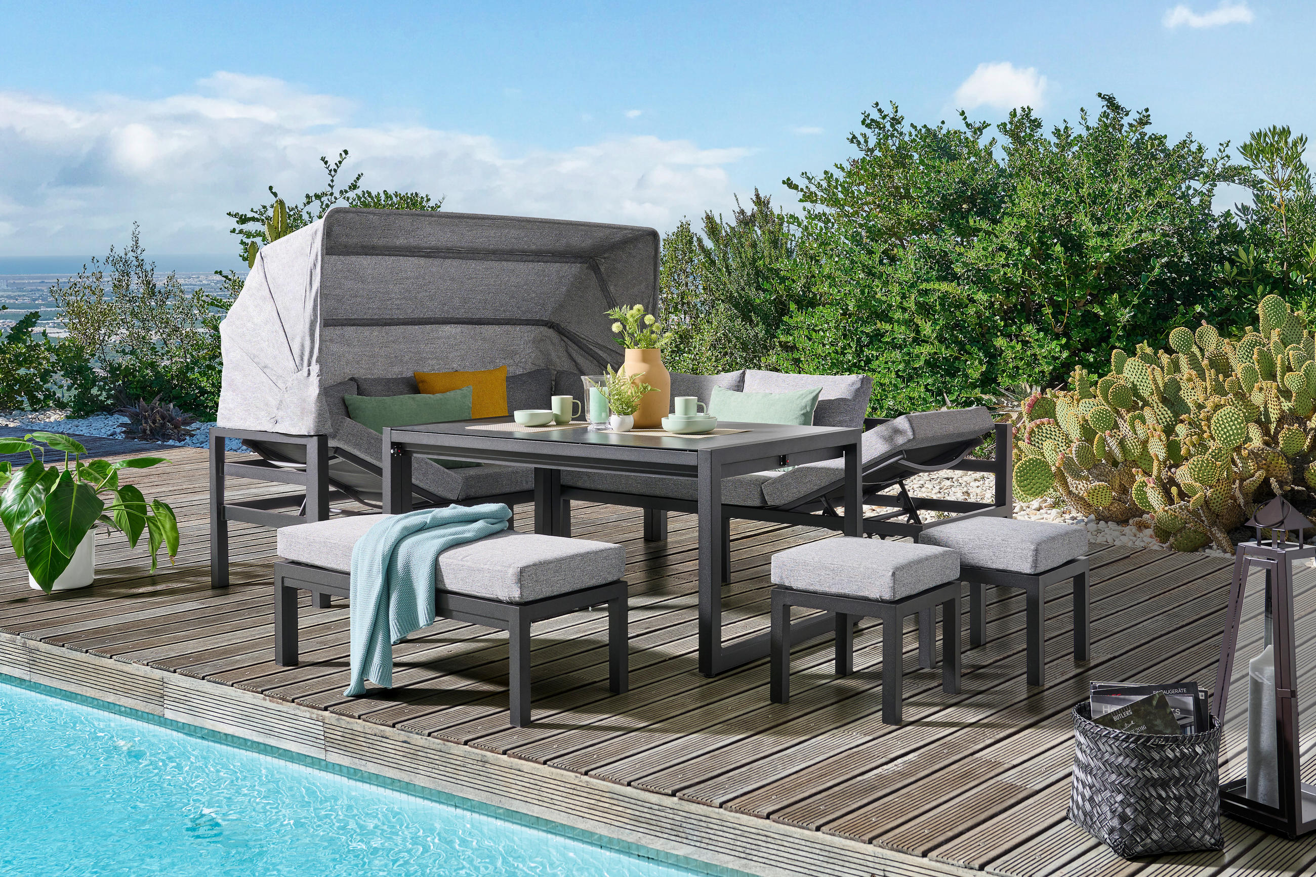 Set mobilier terasă 19 piese  360/65/152/200 cm