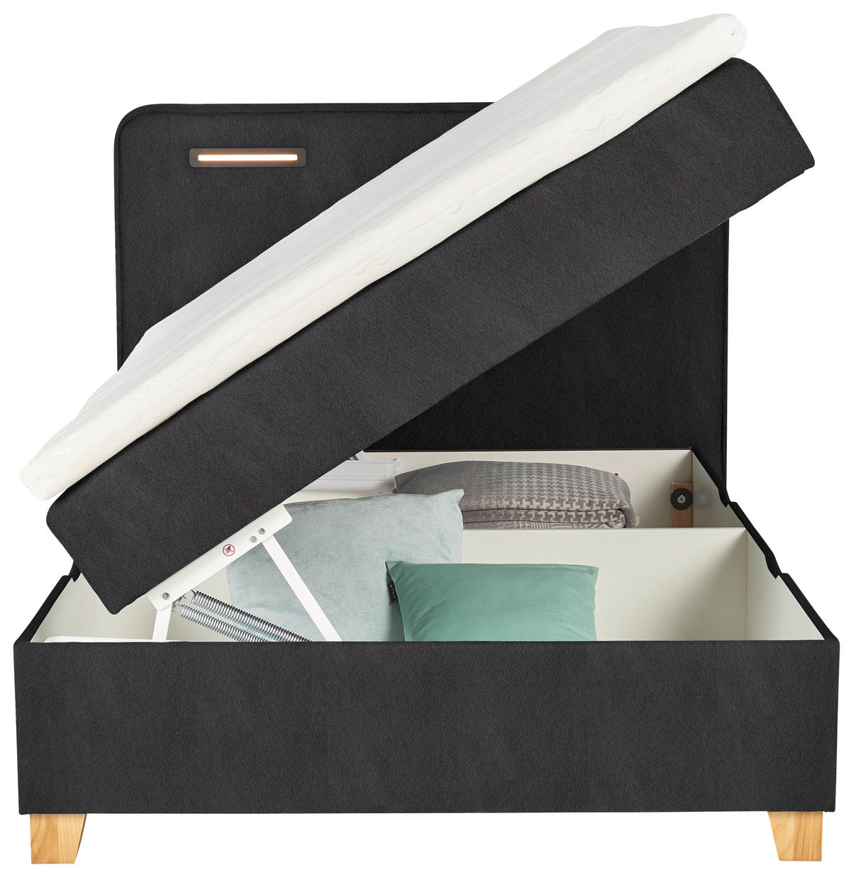 BOXBETT 100/200 cm  in Grau  - Türkis/Eichefarben, Konventionell, Holz/Holzwerkstoff (100/200cm) - Moderano