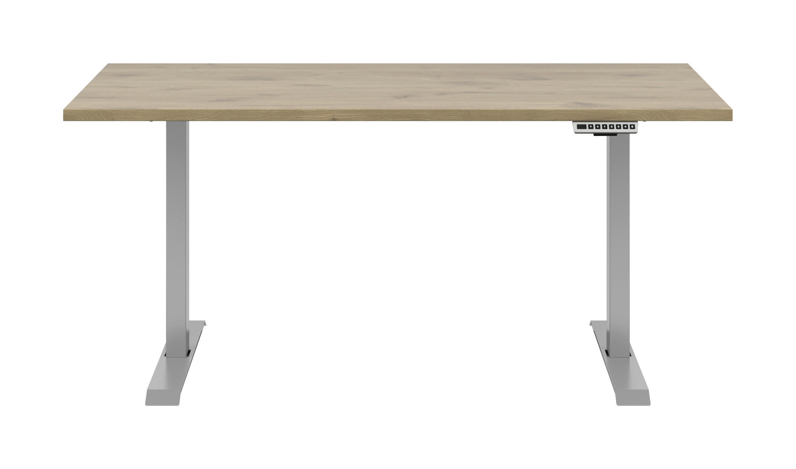 SCHREIBTISCH 155/73/72 cm  in Eichefarben  - Eichefarben/Silberfarben, KONVENTIONELL, Holzwerkstoff/Metall (155/73/72cm) - Voleo