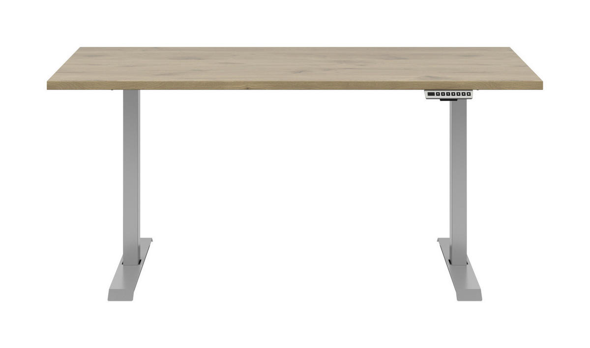 PISALNA MIZA leseni material barve hrasta  - srebrne barve/barve hrasta, Konvencionalno, kovina/leseni material (155/73/72cm) - Voleo